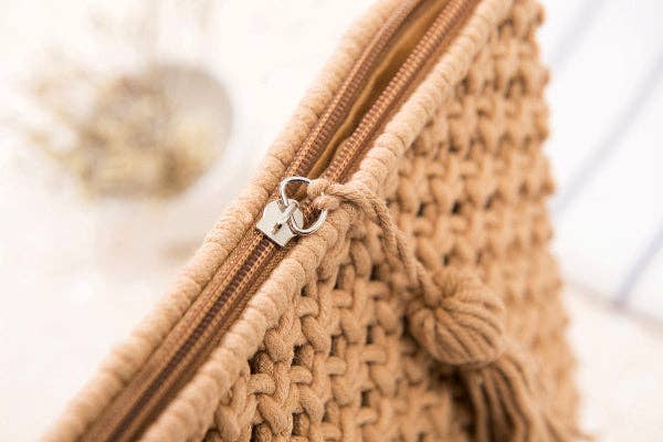 Giana Macrame Crossbody Bag: White