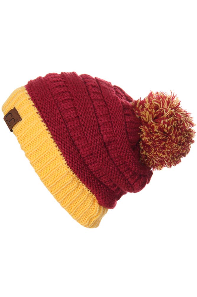 C.C Team College Color Game Day Beanie: 14. Maroon/Gold
