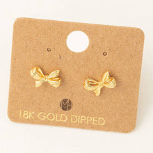 Load image into Gallery viewer, Gold Dipped Mini Ribbon Stud Earrings
