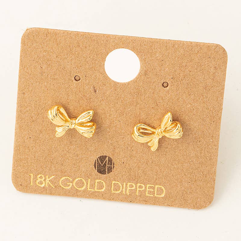 Gold Dipped Mini Ribbon Stud Earrings