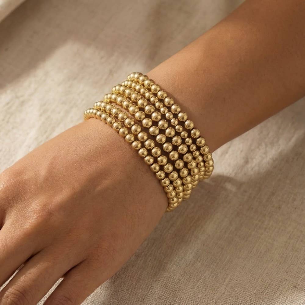 Gold Dipped Ball Bead Bracelet Set: G