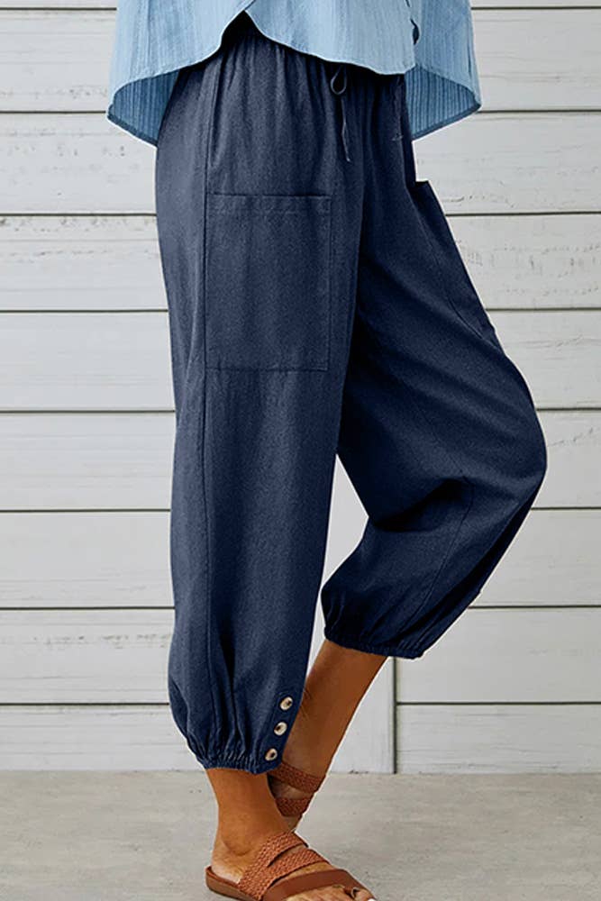 Hailey Buttom Hem Joggers - Army Green