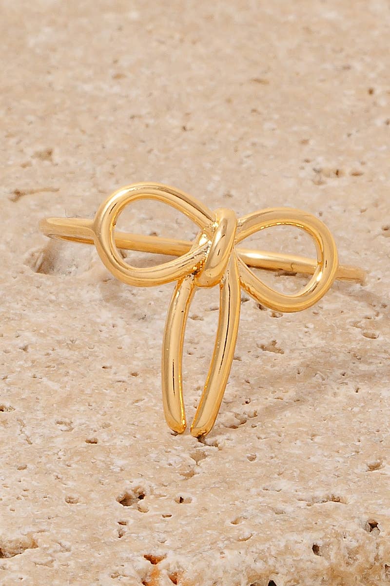 Metallic Ribbon Bow Wire Metallic Band Ring: G
