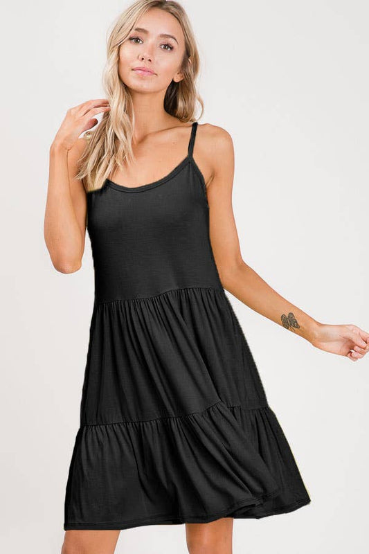 Bailey Black Casual Tiered Dress