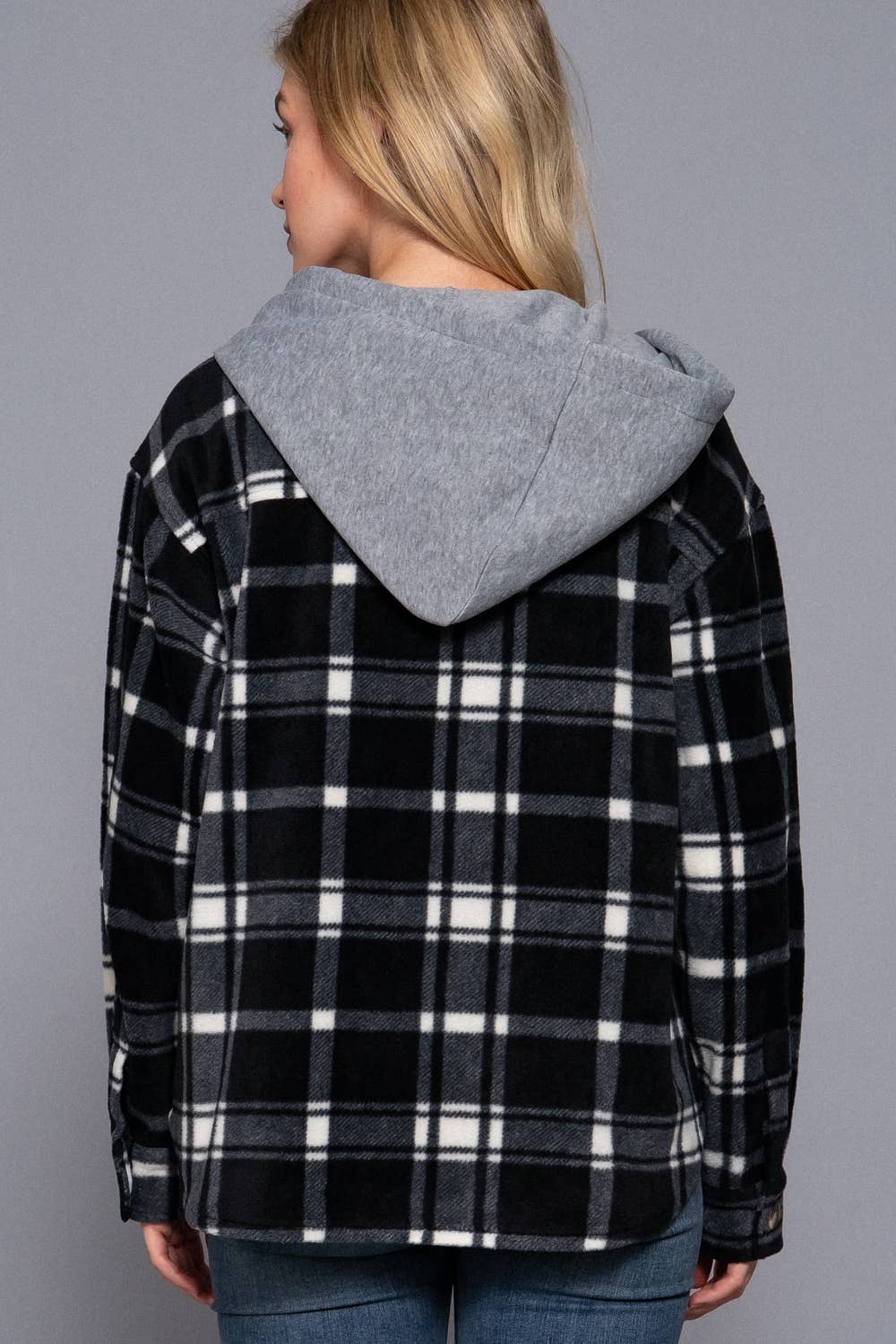 Marley Fleece Plaid Button Down W/Hood