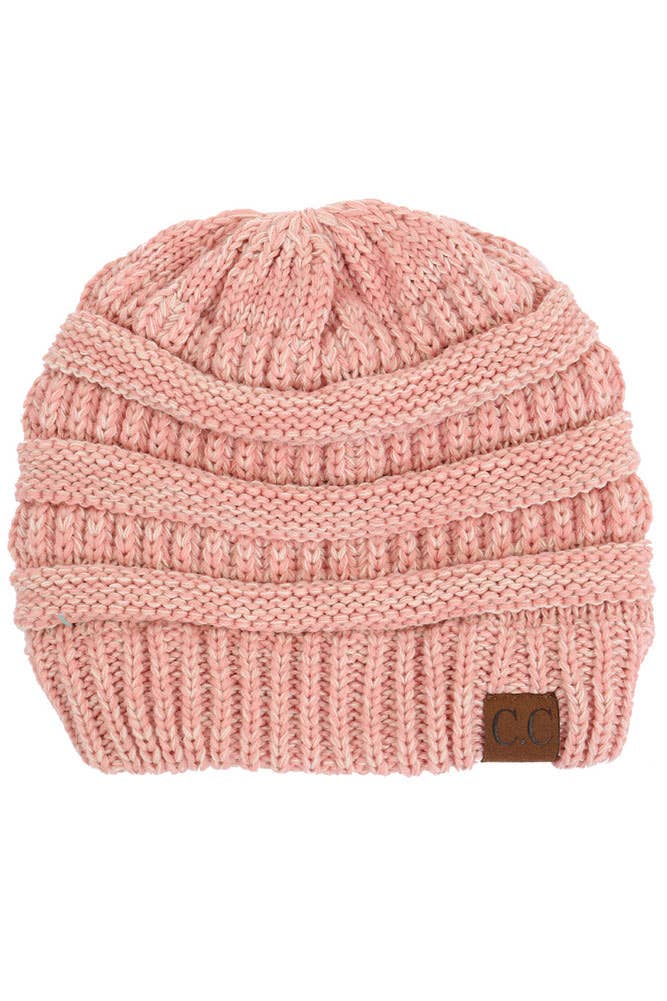 C.C Two Tone Color Knit Beanie: 005