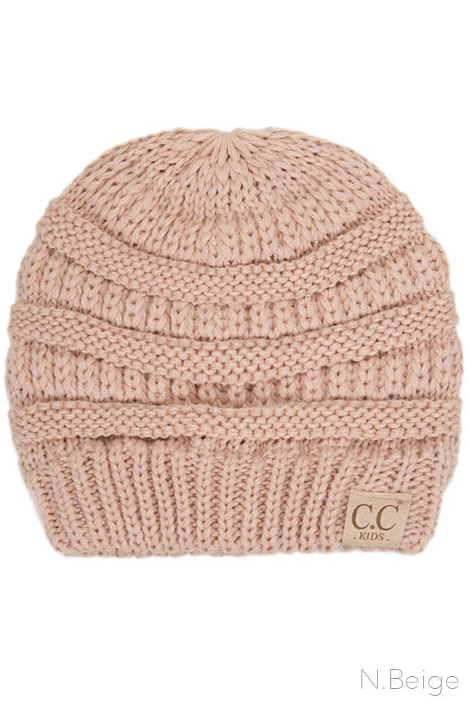 C.C Kids Solid Classic Knit Beanie: Dark Melange Gray