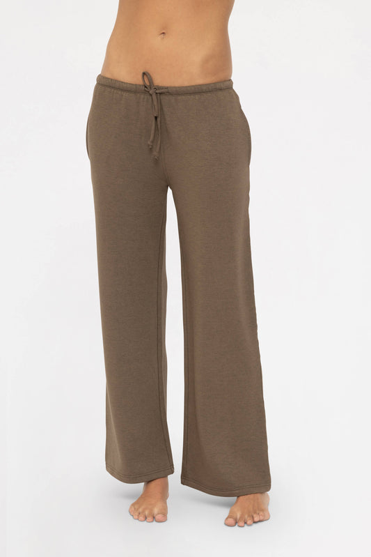 Mono B Low Waist Lounge Wide Leg Pants - Java