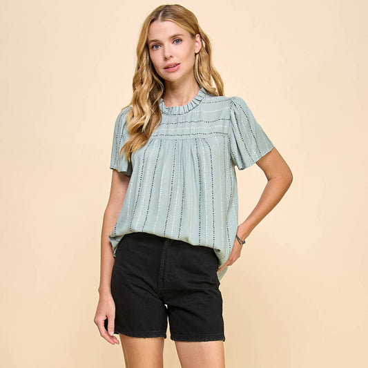 Sophia Flutter Sleeve Ruched Neck Top