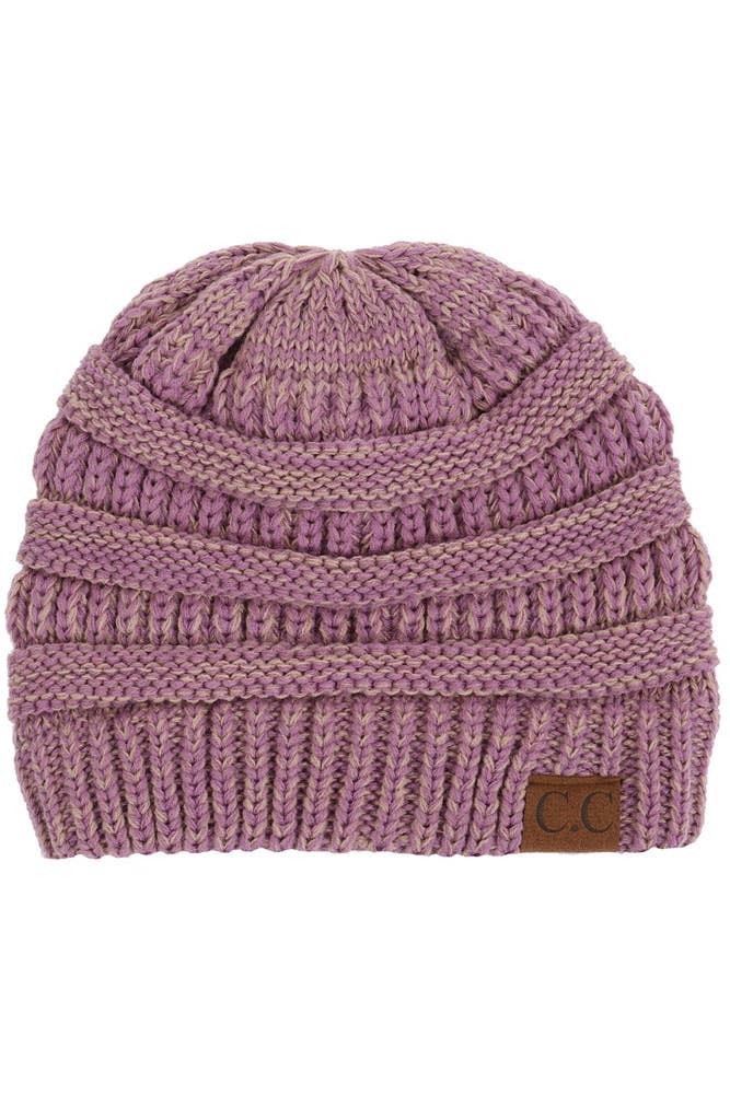 C.C Two Tone Color Knit Beanie: 005