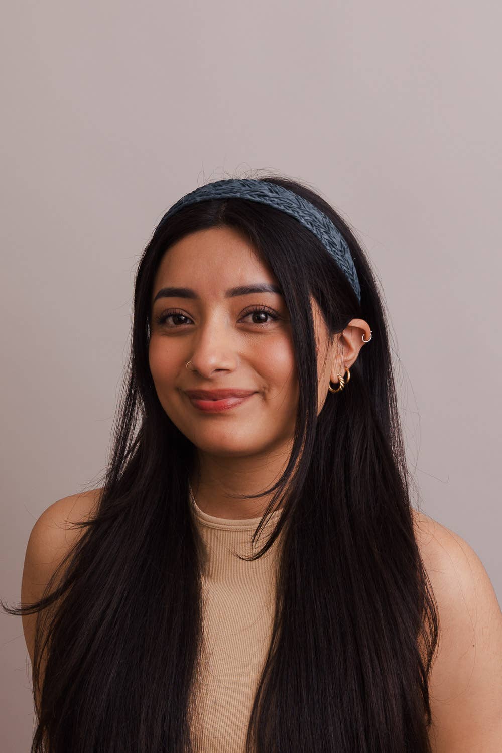 🌿 Vegan Leather Patterned Headband: Taupe