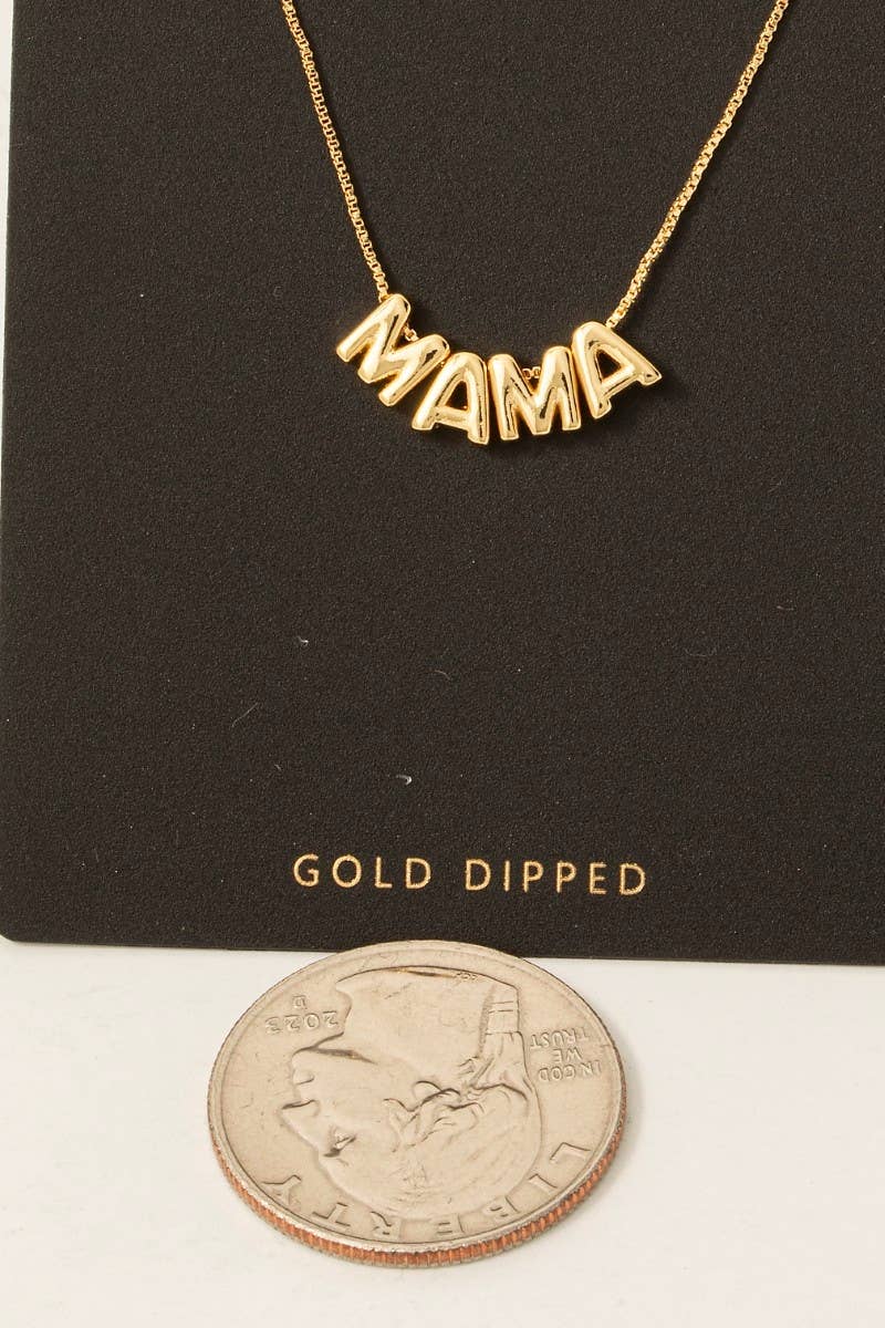 Gold Dipped Mama Letters Chain Necklace: GOLD
