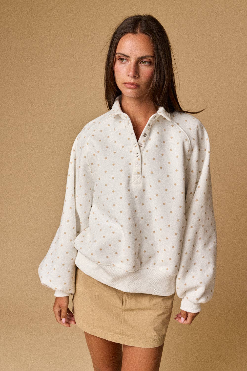 Piper Polka Dot Half Snap Sweatshirt