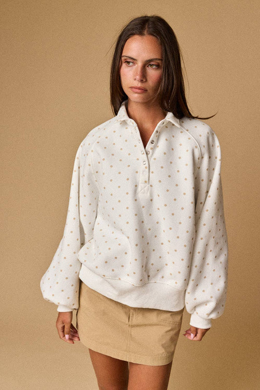Piper Polka Dot Half Snap Sweatshirt