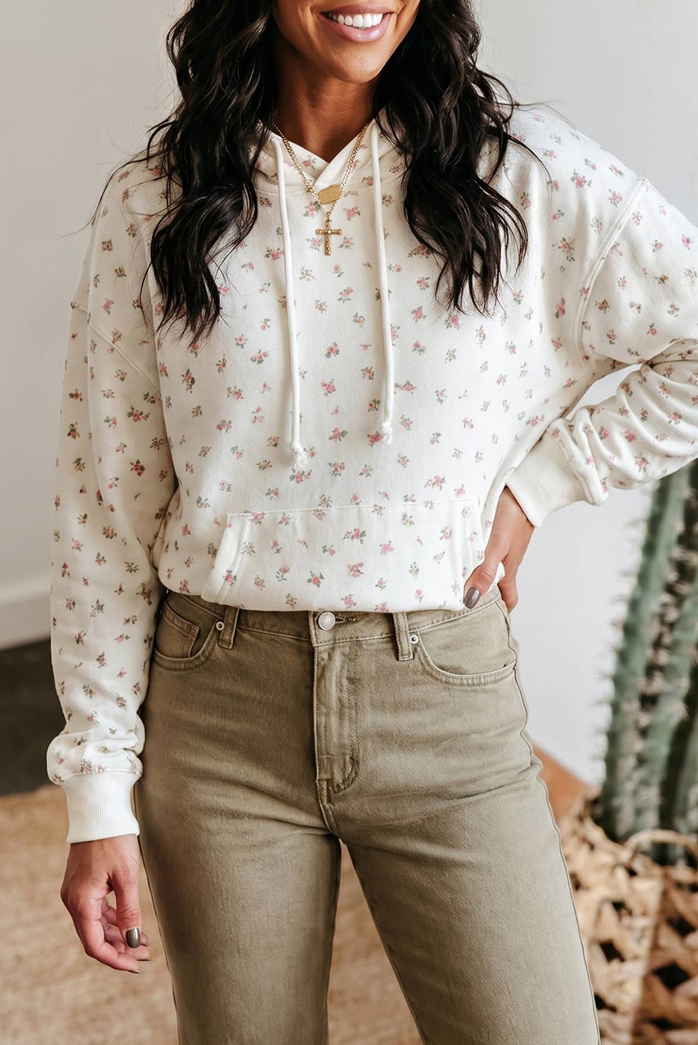 Sophia Pink Floral Print Hoodie