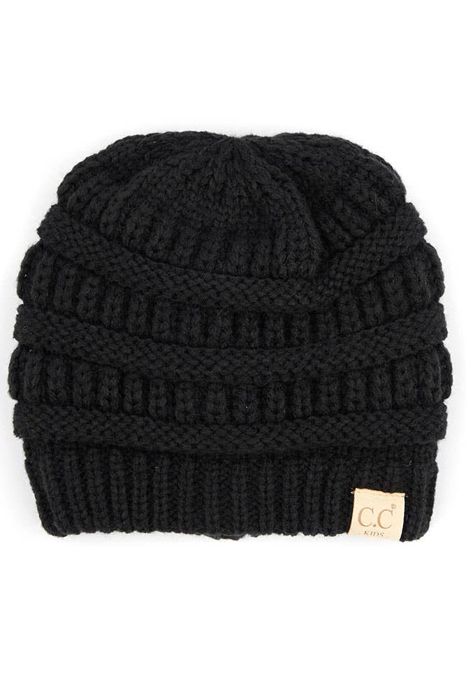 C.C Kids Knit Beanie with Fuzzy Lining Inside: Light Melange Gray