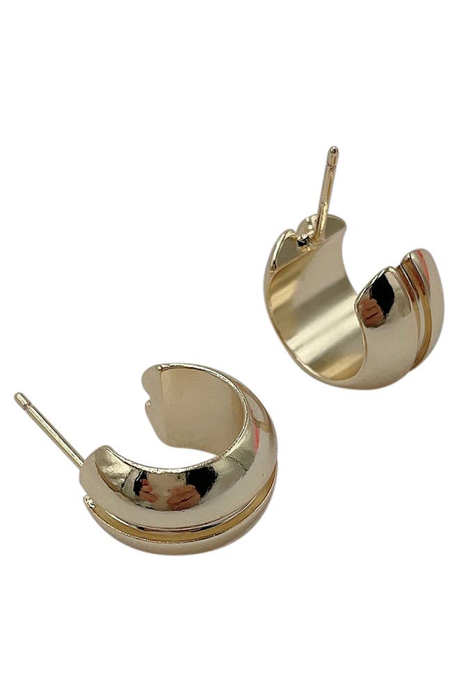 14K Gold Dipped Huggie Hoop Brass: Gold