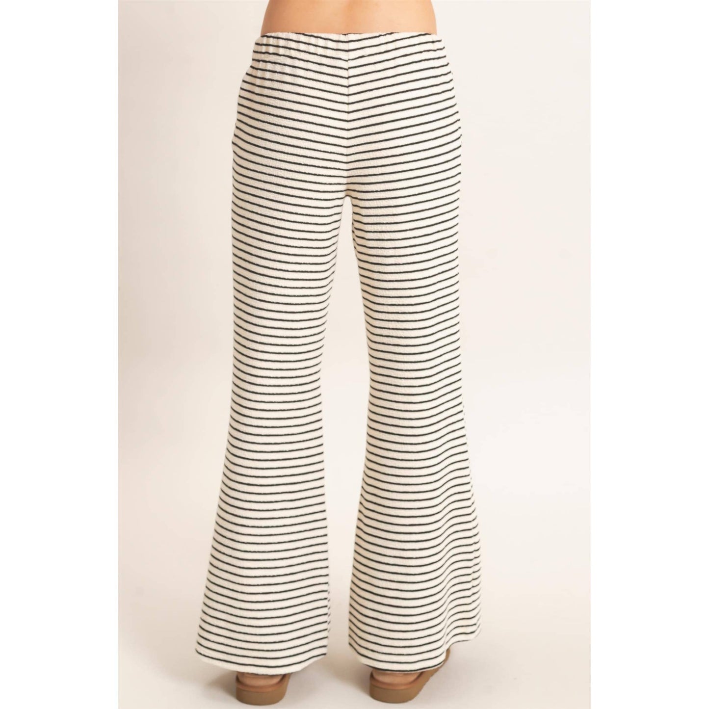 Striped Wide Leg Pants - Cream/Black