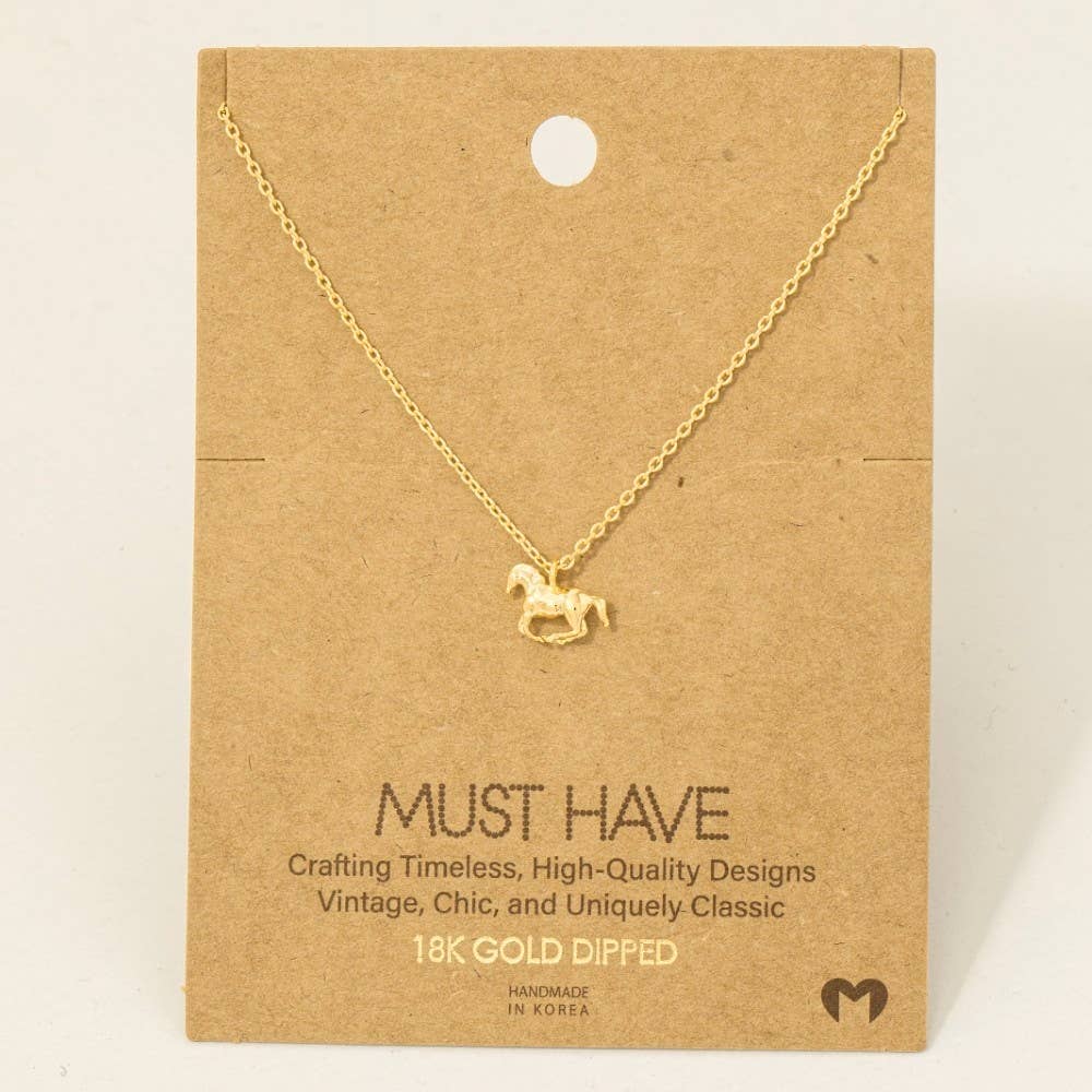 Gold Dipped Mini Horse Pendant Necklace: G