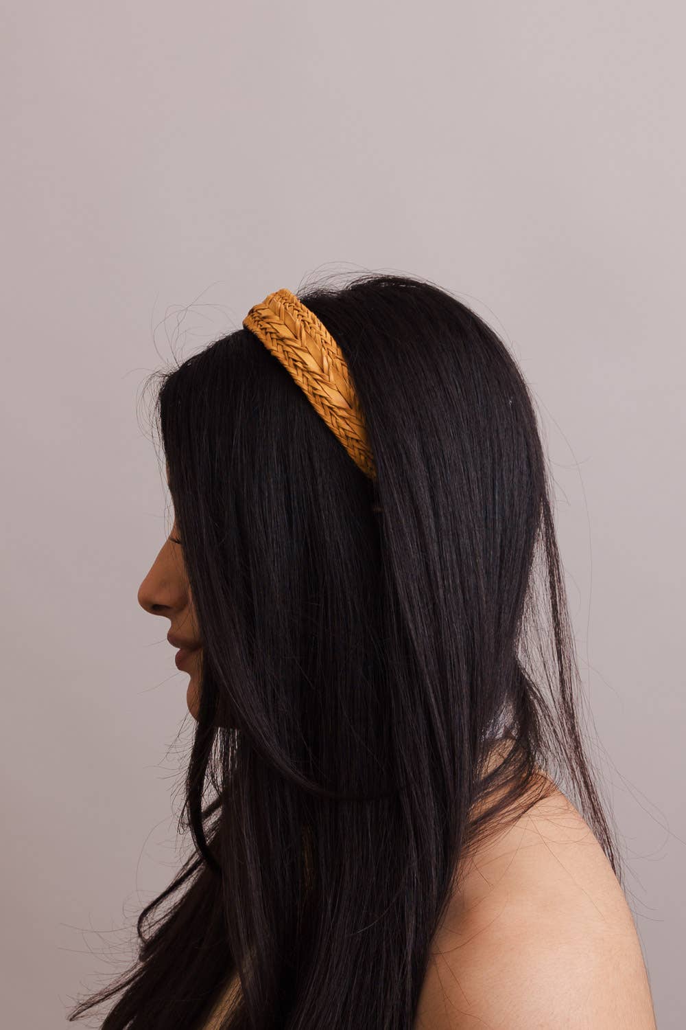 🌿 Vegan Leather Patterned Headband: Taupe