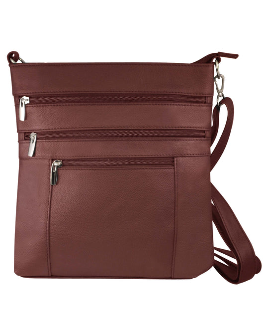 Genuine Cowhide Leather Crossbody: Brown