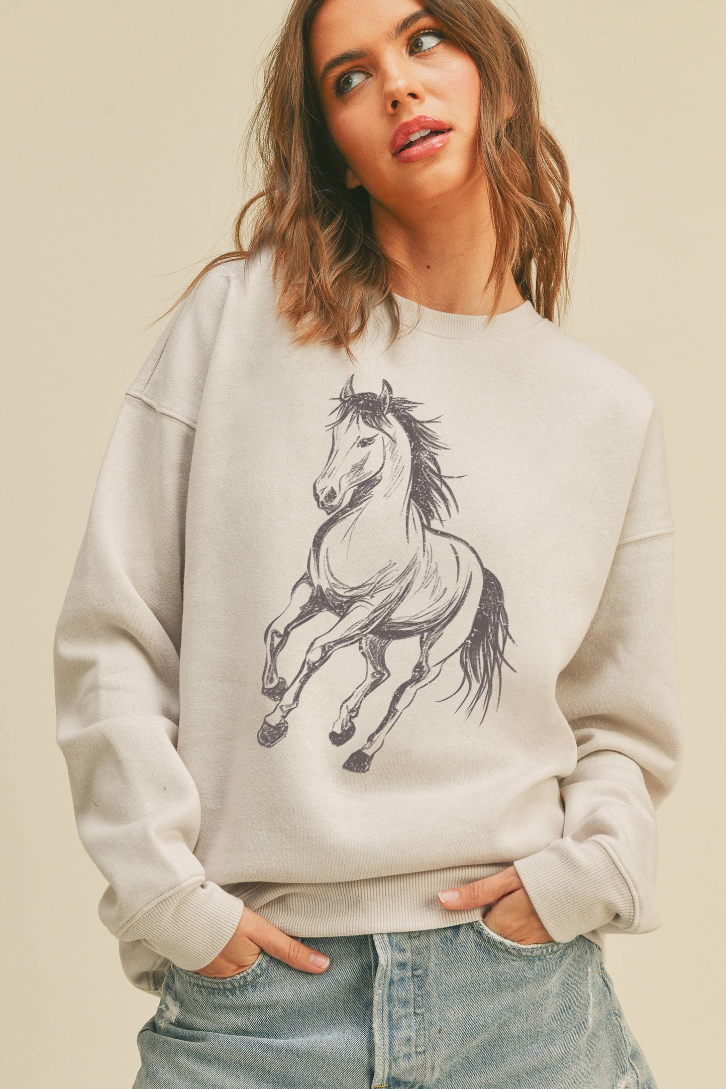 Horse Sketch Graphic Sweatshirt