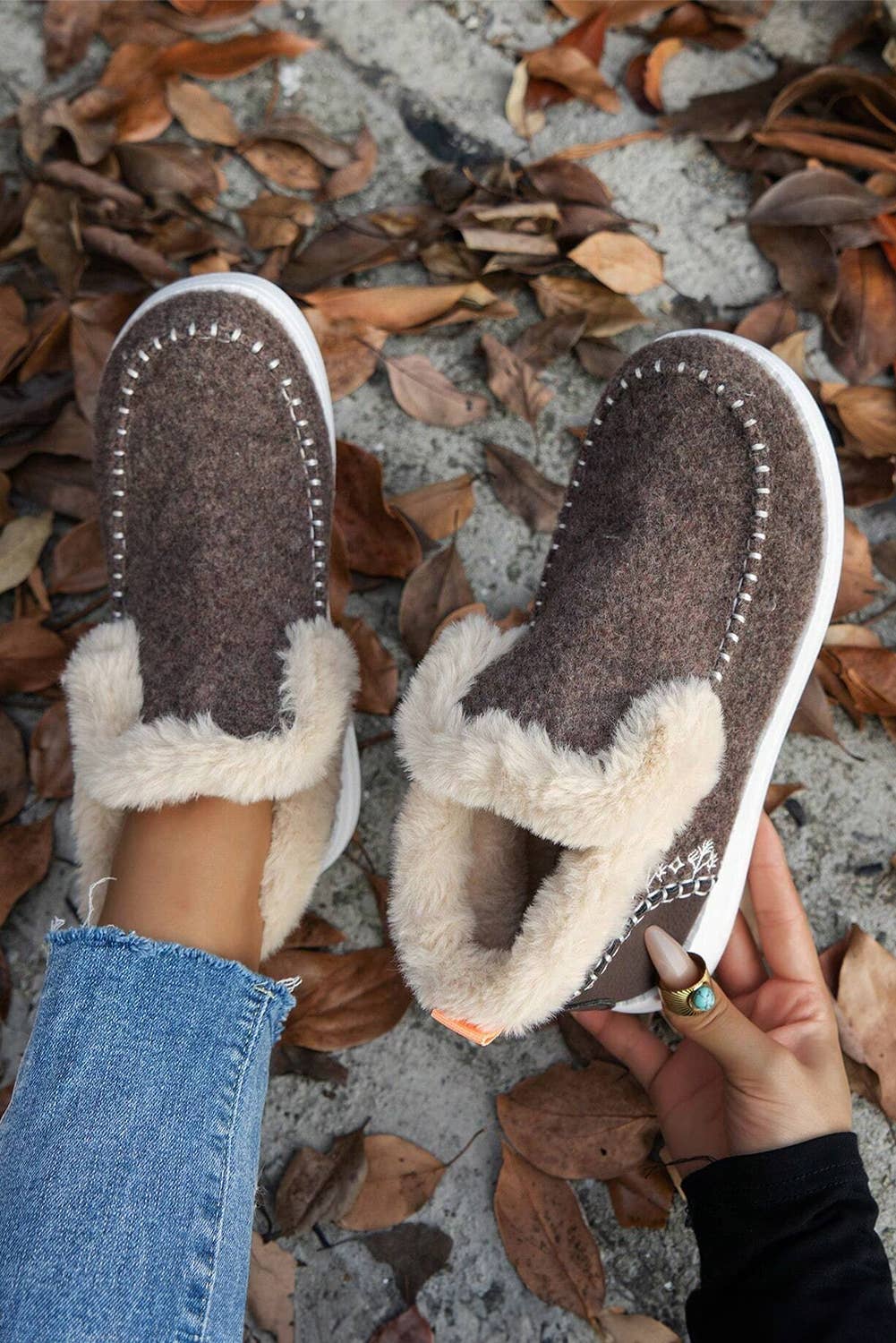 LDC Suede Stitching Patchwork Plush Lined Anklet Boots: Coffee / (US 8.5)40
