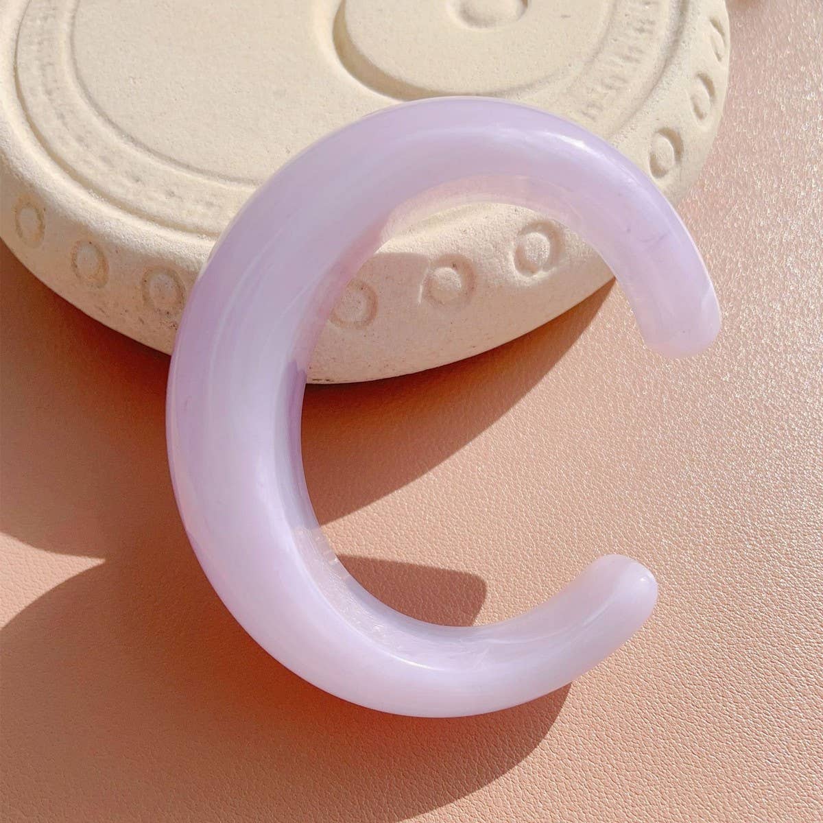 Thin Open Cuff Acrylic Bracelet for Petite Women_CWMM3095: White / (OS) 1