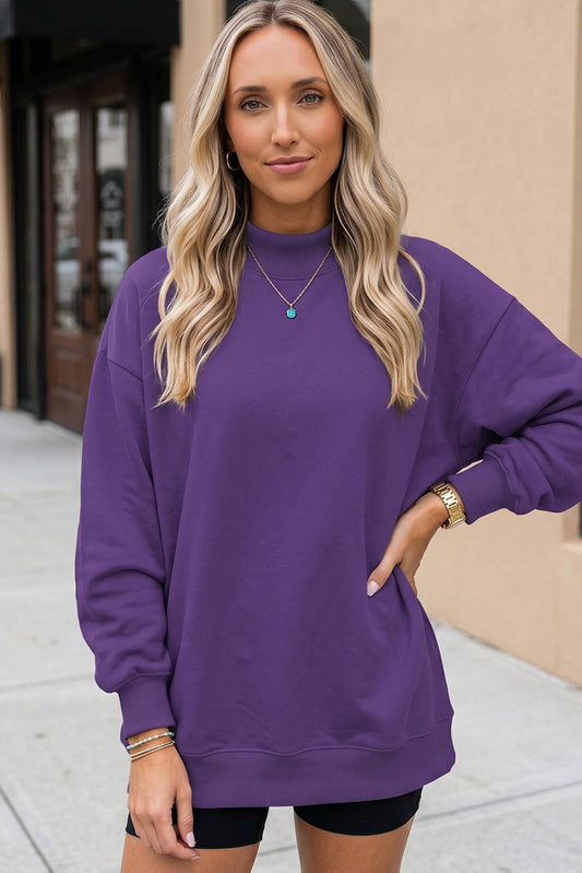UNI Game Day Solid Mock Neck Sweatshirt: Purple