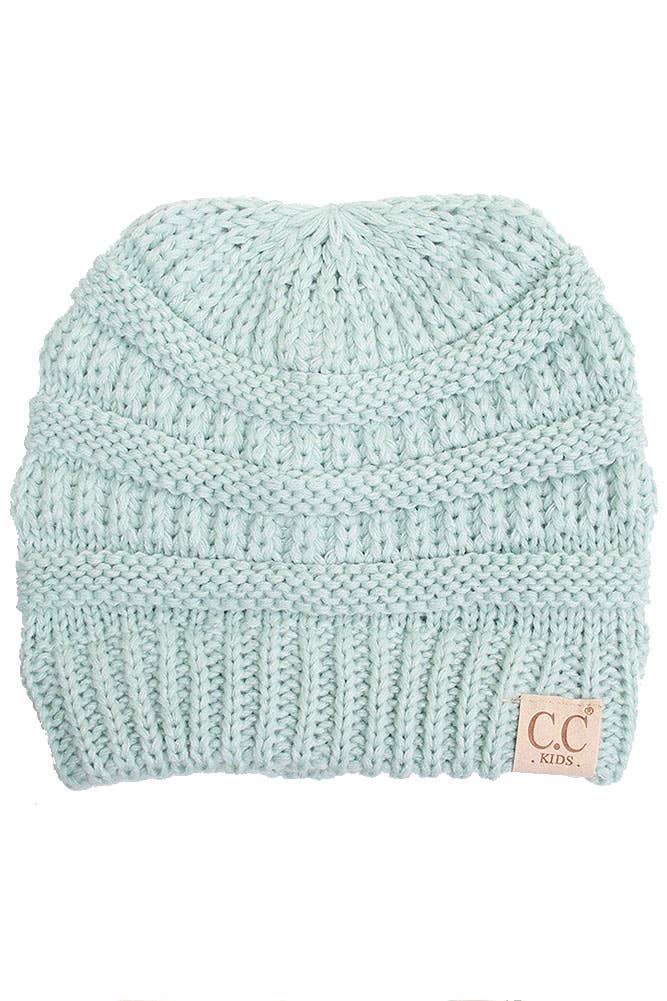 C.C Kids Solid Classic Knit Beanie: Light Melange Gray