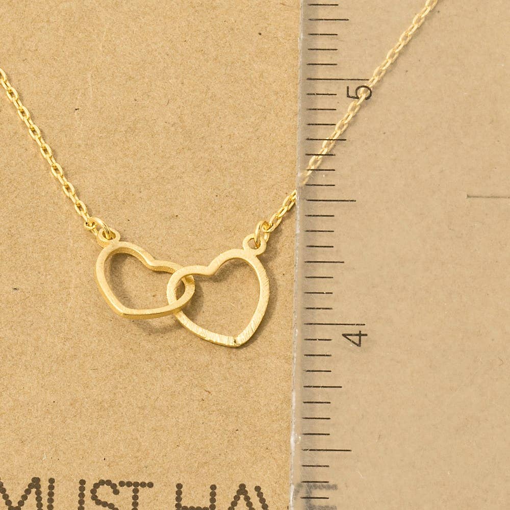 Gold Dipped Heart Link Charm Necklace: G