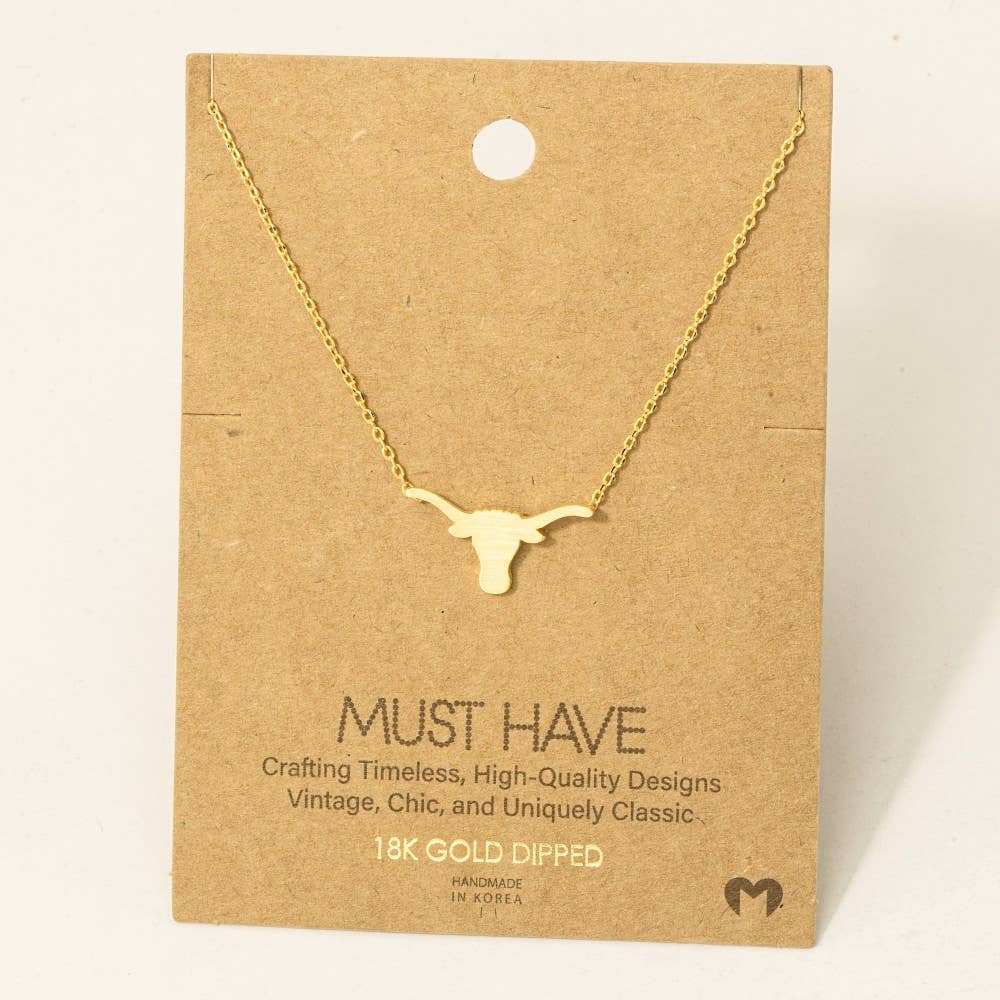 Dainty Bull Head Pendant Necklace: G