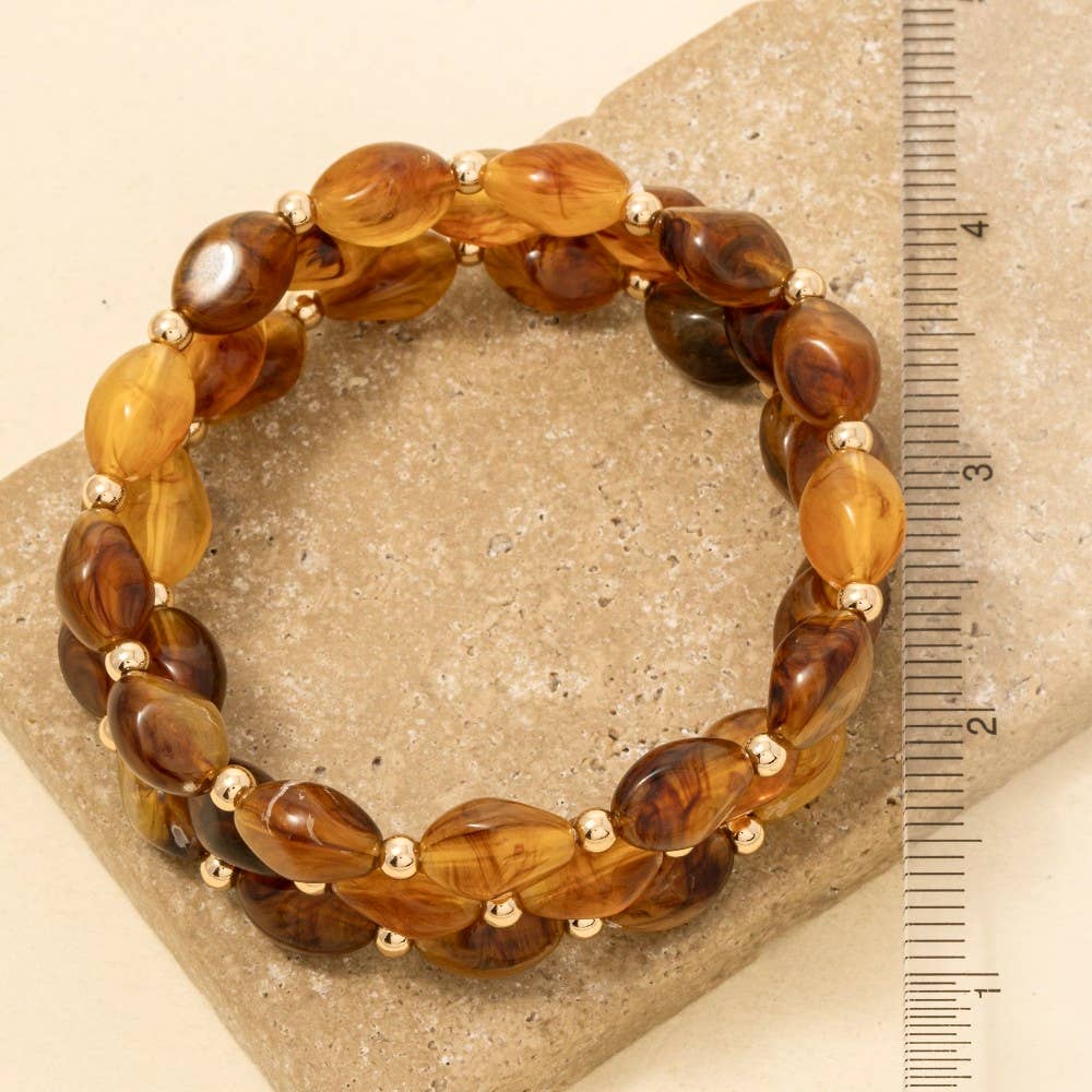 Marble Resin Ovals Beaded Bracelet Set: GDTOR