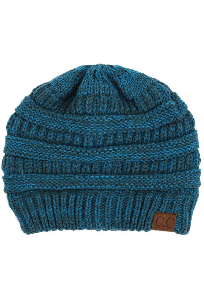 C.C Two Tone Color Knit Beanie: 005