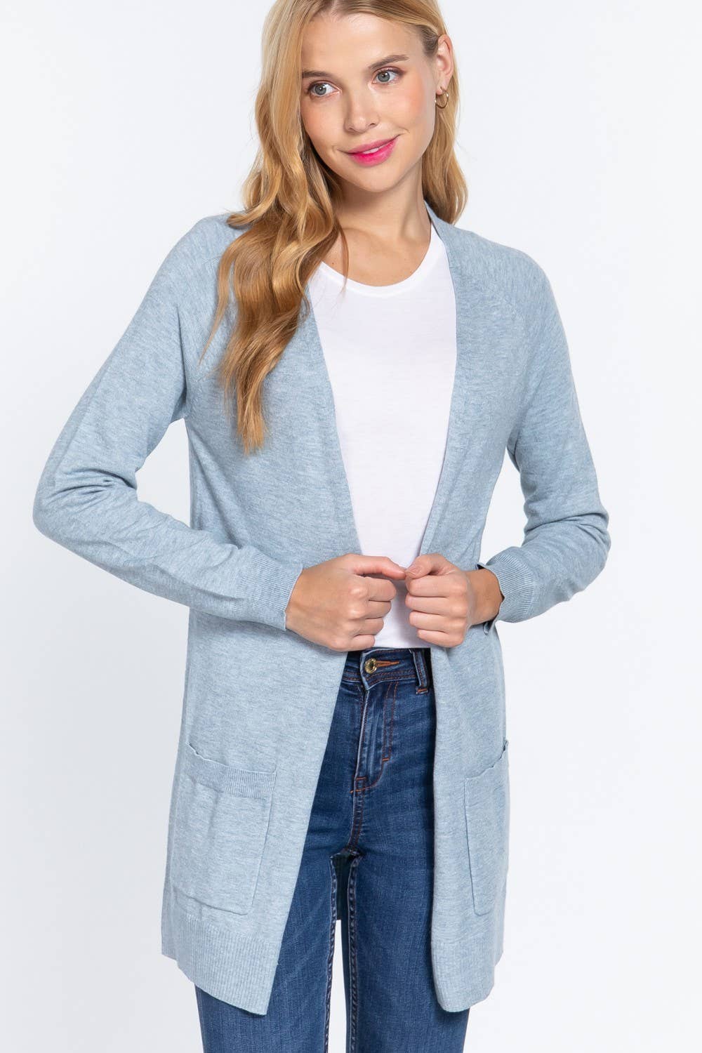 Long Raglan Sleeve with Pocket Open Sweater Cardigan: Brn-Cocoa Brown / L