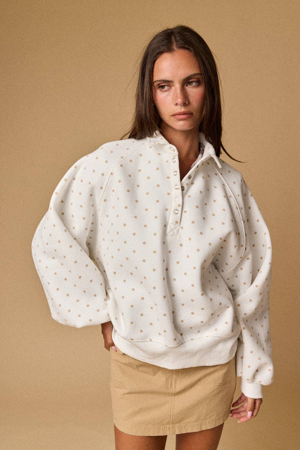 Piper Polka Dot Half Snap Sweatshirt