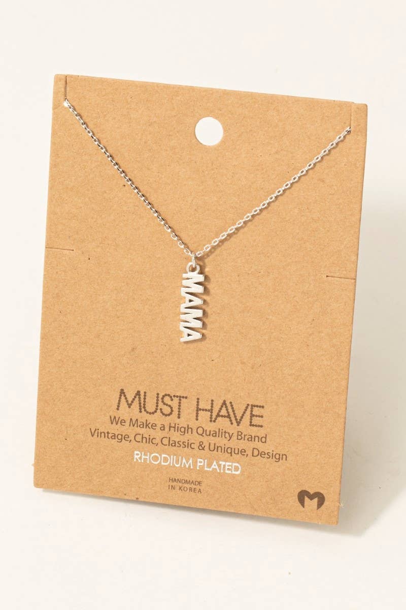 Gold Dipped Flat Mama Pendant Necklace: G