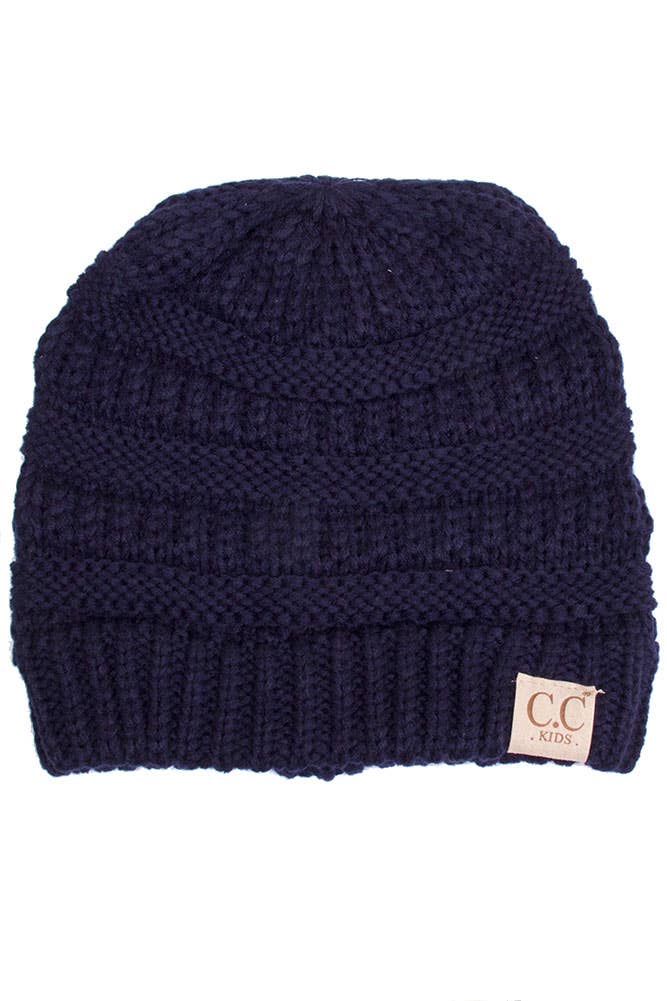 C.C Kids Solid Classic Knit Beanie: Beige