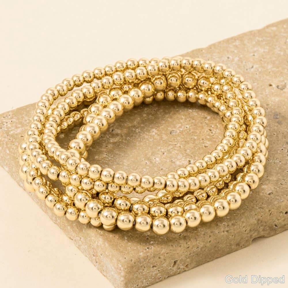 Gold Dipped Ball Bead Bracelet Set: G