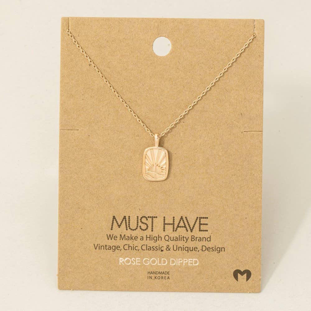 Gold Dipped Sun Rise Pendant Necklace: G