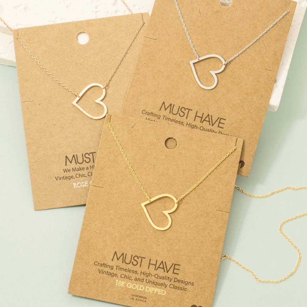 Heart Cutout Pendant Necklace: G