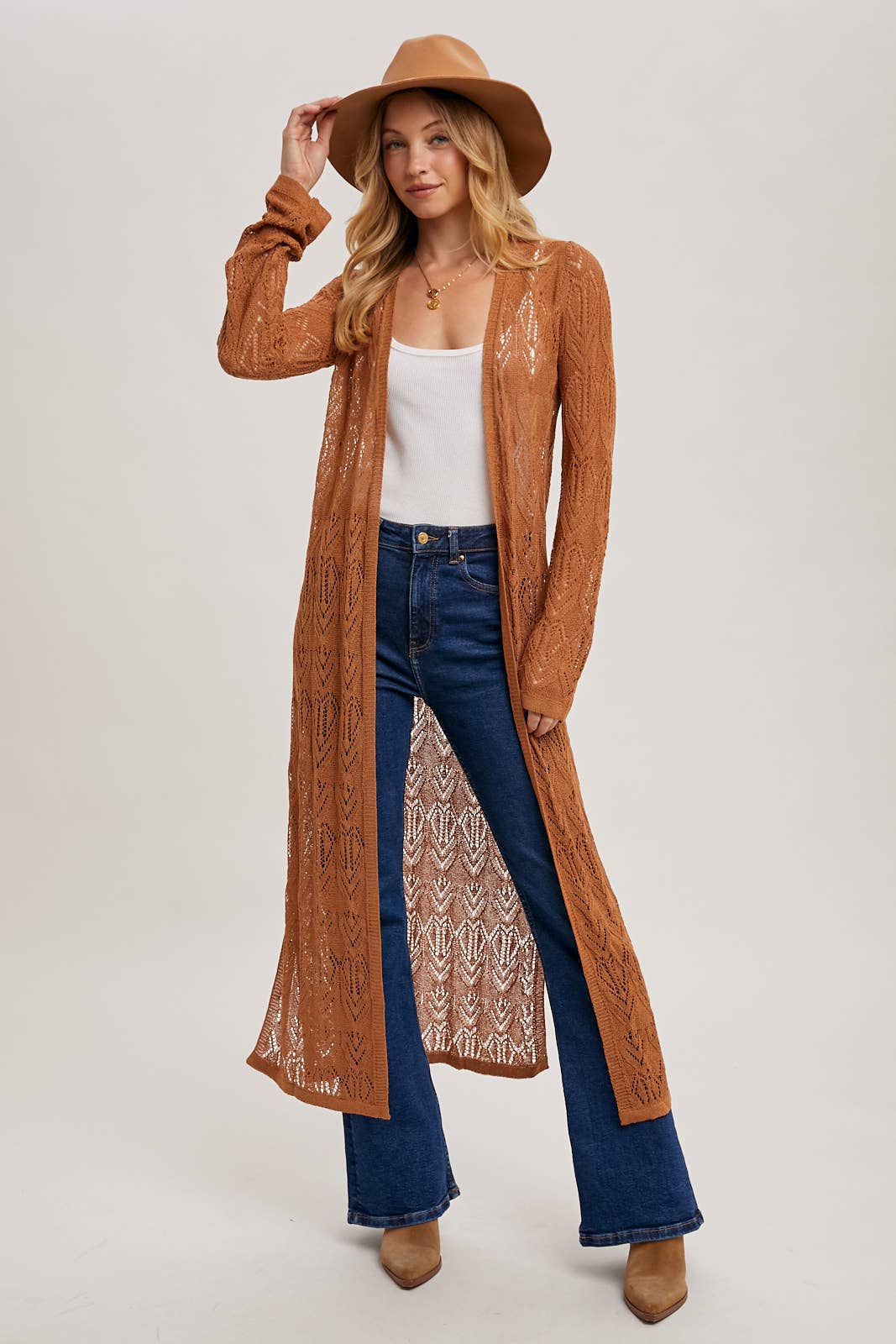 POINTELLE KNIT MAXI DUSTER: NATURAL / S