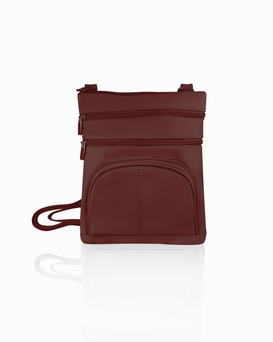 Small Genuine Leather Crossbody With Phone Pocket: Dark Brown