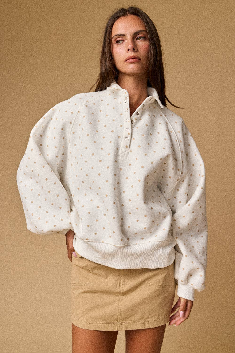 Piper Polka Dot Half Snap Sweatshirt