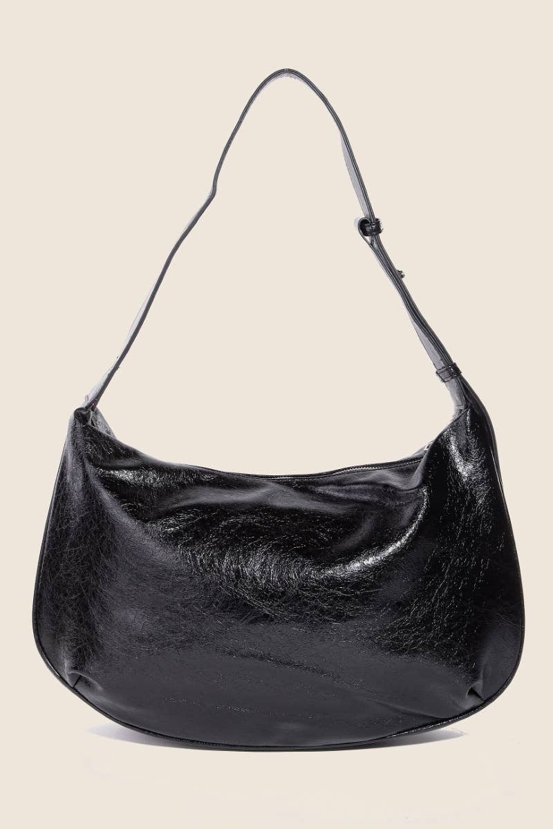 Leather Hobo Crescent Shoulder Bag: IV