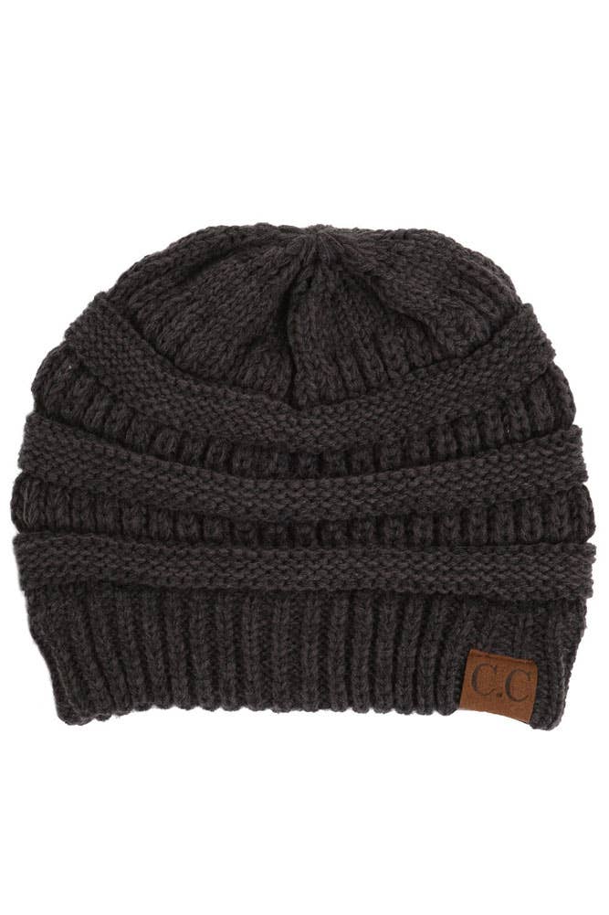 C.C Two Tone Color Knit Beanie: 005