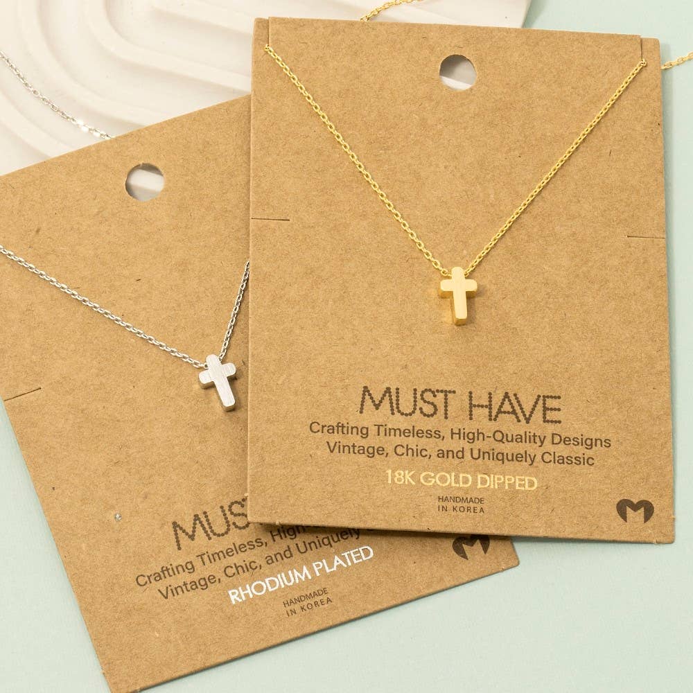 Dainty Mini Cross Pendant Necklace: G