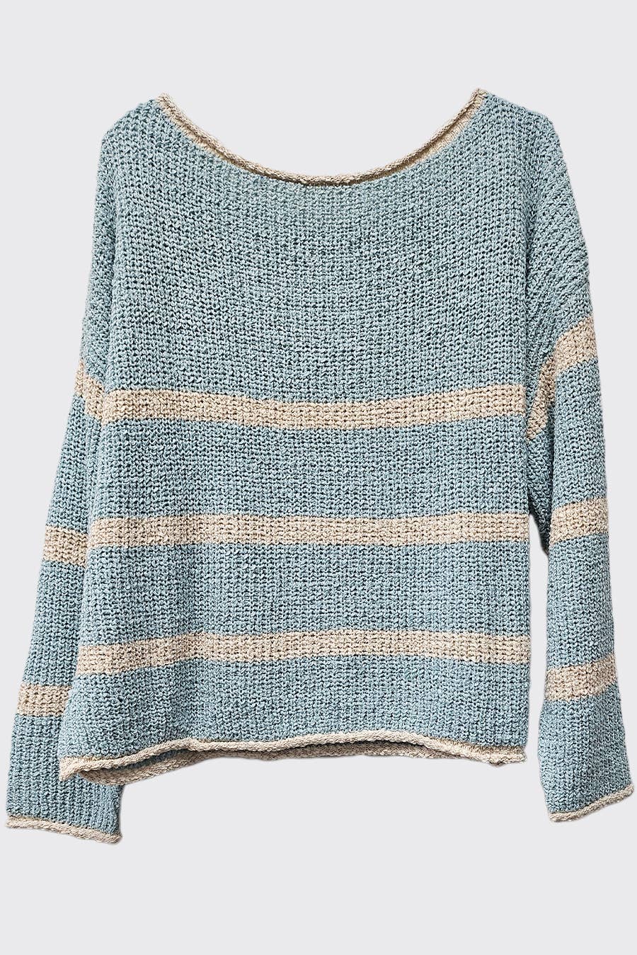 Lyla Lightweight Round Neck Sweater: Mint Oatmeal