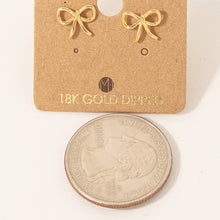 Load image into Gallery viewer, Gold Dipped Wire Ribbon Bow Stud Earrings
