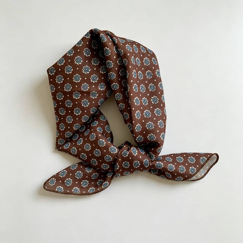 Coffee Floral Print Bandana: Style1 / OS